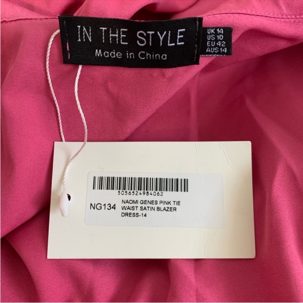 In The Style Women’s Pink Satin Tie Waist Blazer Dress Size 10 - Picture 7 of 9